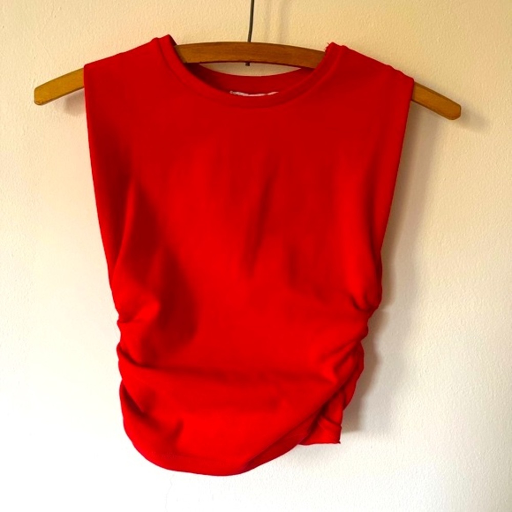 Cherry Red Cropped Sleeveless Tee